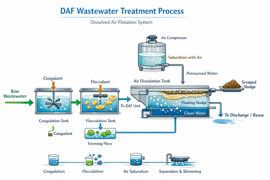 daf wastewater treatment flowchart