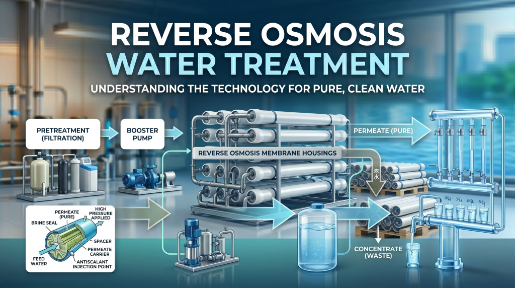 How Reverse Osmosis Water Treatment Works A Complete Process Flow Diagram from Pretreatment to Membrane Separation and Purified Water Output